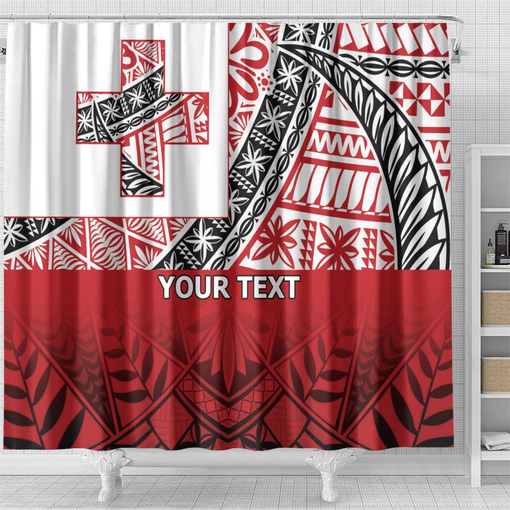Malo e lelei Tonga Shower Curtain Ngatu Tokelau Feletoa Fata Traditional Polynesian Pattern