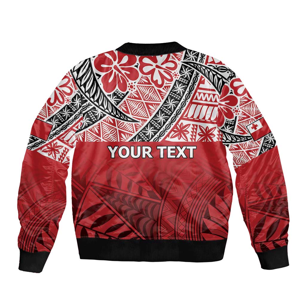 Malo e lelei Tonga Sleeve Zip Bomber Jacket Ngatu Tokelau Feletoa Fata Traditional Polynesian Pattern