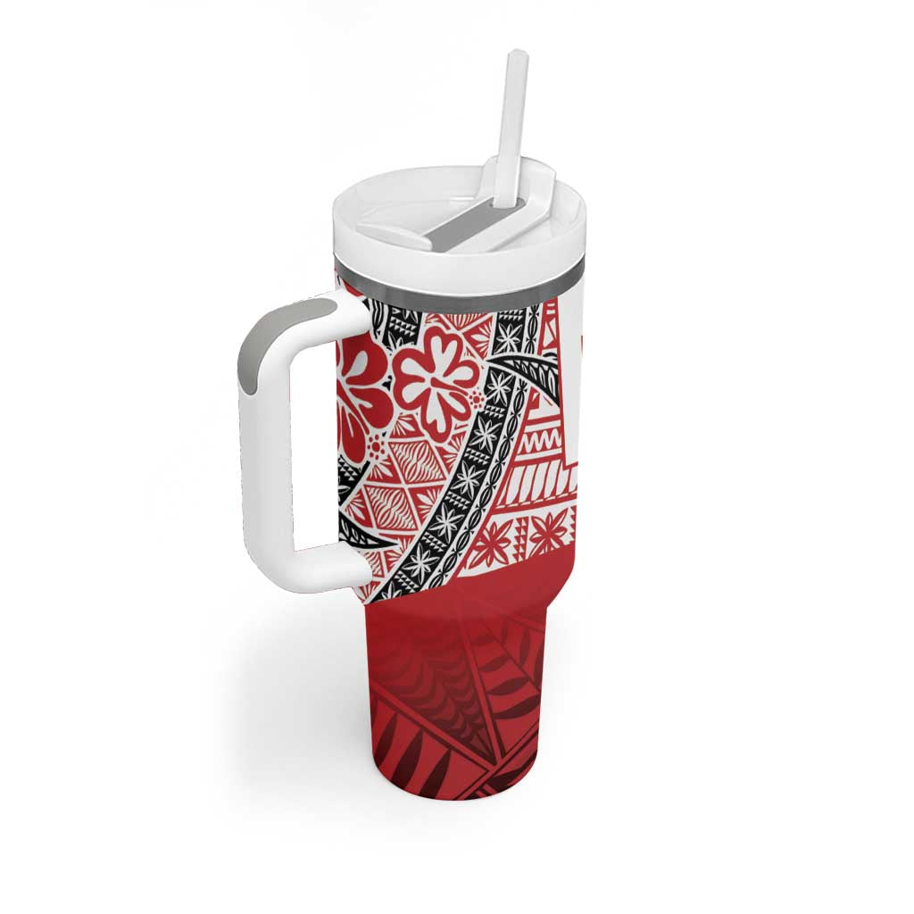 Malo e lelei Tonga Tumbler With Handle Ngatu Tokelau Feletoa Fata Traditional Polynesian Pattern