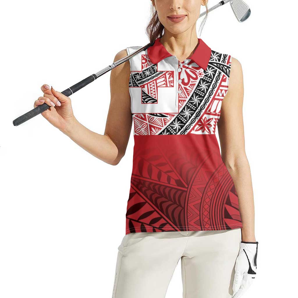 Malo e lelei Tonga Women Sleeveless Polo Shirt Ngatu Tokelau Feletoa Fata Traditional Polynesian Pattern