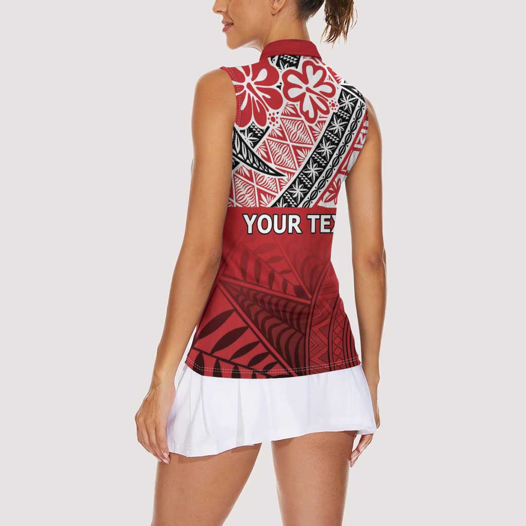 Malo e lelei Tonga Women Sleeveless Polo Shirt Ngatu Tokelau Feletoa Fata Traditional Polynesian Pattern