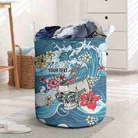 Hawaii Santa Skeleton Surfing Personalized Laundry Basket Mele Kalikimaka i Iulai!