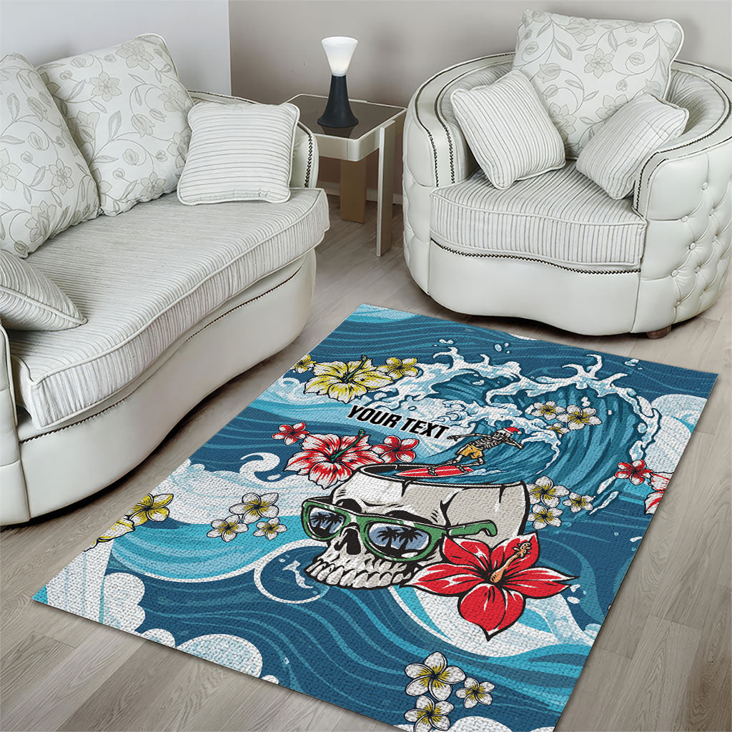 Hawaii Santa Skeleton Surfing Personalized Area Rug Mele Kalikimaka i Iulai!