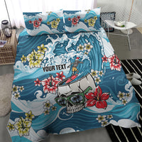 Hawaii Santa Skeleton Surfing Personalized Bedding Set Mele Kalikimaka i Iulai!