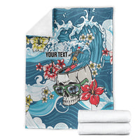Hawaii Santa Skeleton Surfing Personalized Blanket Mele Kalikimaka i Iulai!