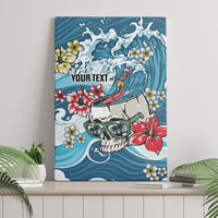 Hawaii Santa Skeleton Surfing Personalized Canvas Wall Art Mele Kalikimaka i Iulai!