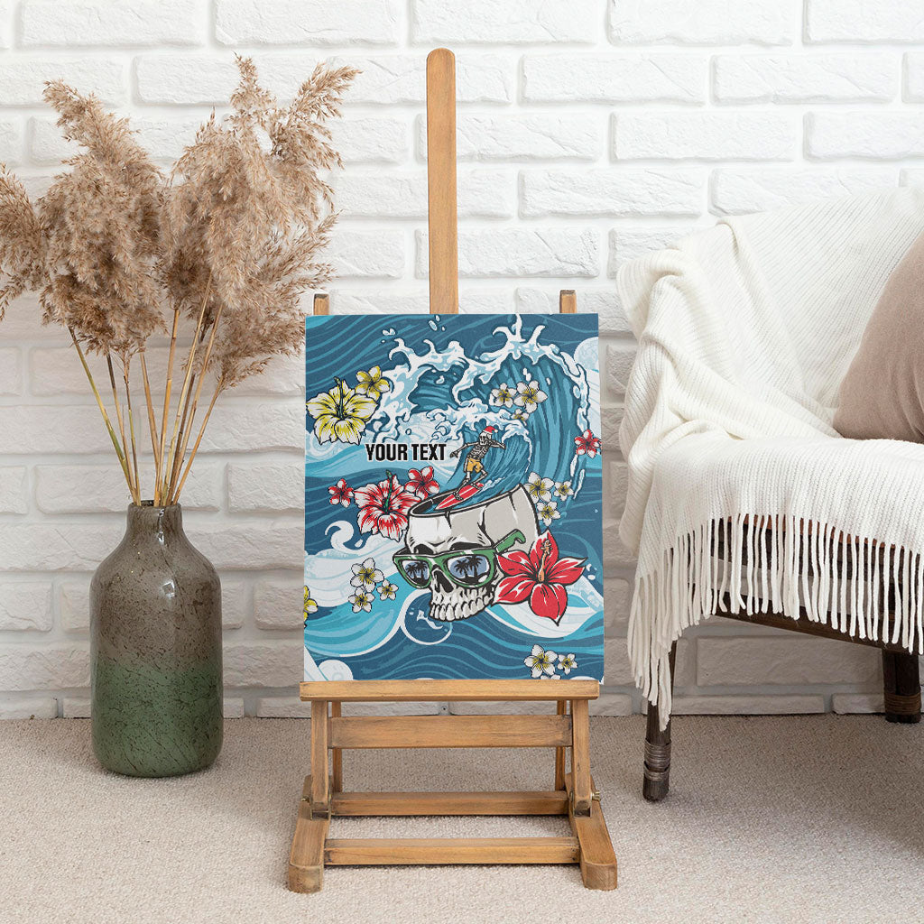 Hawaii Santa Skeleton Surfing Personalized Canvas Wall Art Mele Kalikimaka i Iulai!