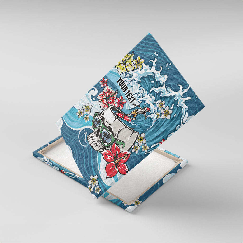 Hawaii Santa Skeleton Surfing Personalized Canvas Wall Art Mele Kalikimaka i Iulai!