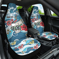 Hawaii Santa Skeleton Surfing Personalized Car Seat Cover Mele Kalikimaka i Iulai! LT9 One Size Blue - Polynesian Pride