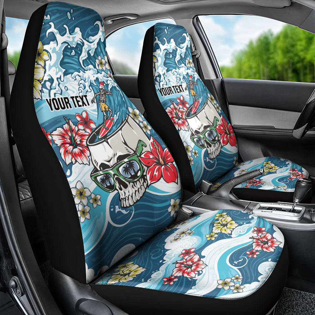Hawaii Santa Skeleton Surfing Personalized Car Seat Cover Mele Kalikimaka i Iulai! LT9 - Polynesian Pride
