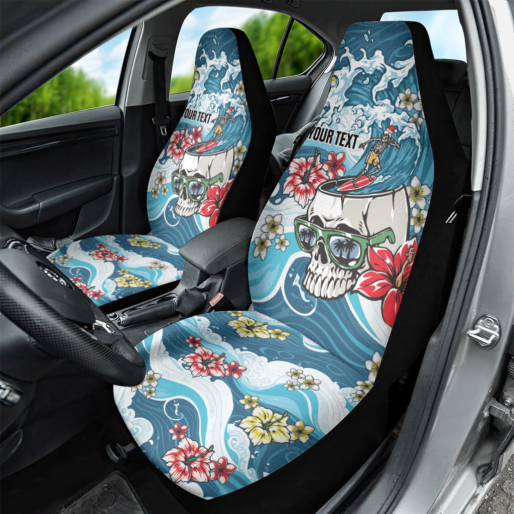 Hawaii Santa Skeleton Surfing Personalized Car Seat Cover Mele Kalikimaka i Iulai! LT9 - Polynesian Pride