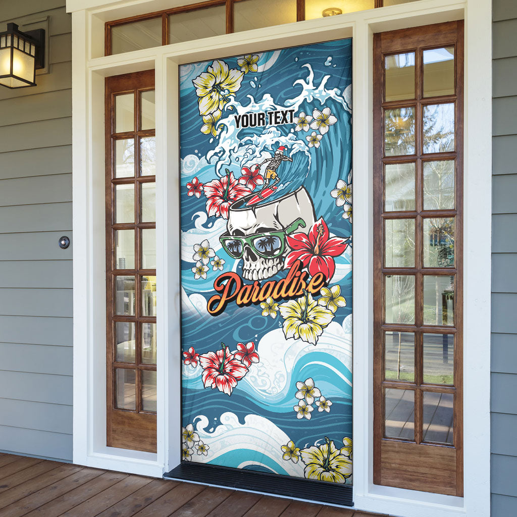 Hawaii Santa Skeleton Surfing Personalized Door Cover Mele Kalikimaka i Iulai!