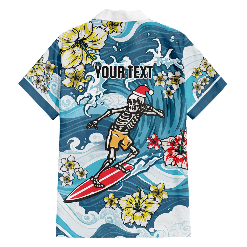 Hawaii Santa Skeleton Surfing Personalized Family Matching Off Shoulder Short Dress and Hawaiian Shirt Mele Kalikimaka i Iulai! LT9 - Polynesian Pride