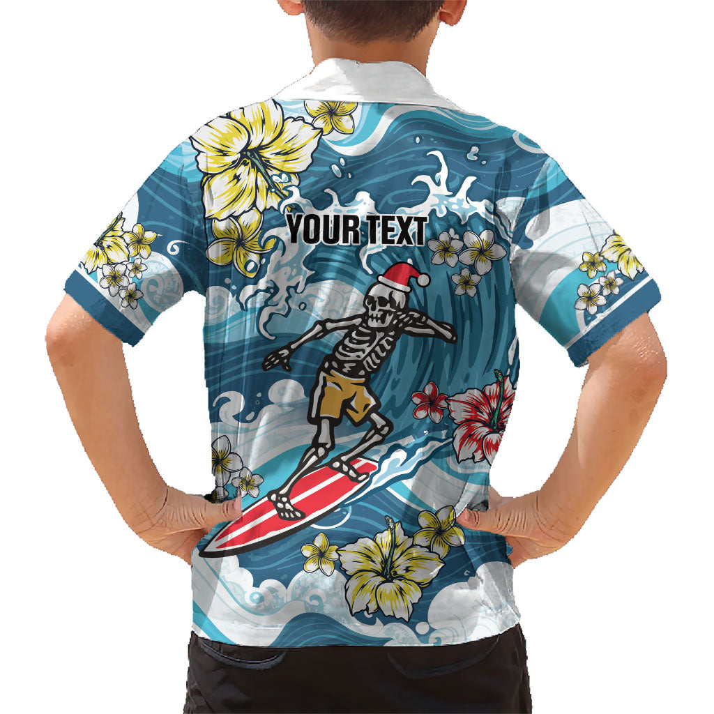 Hawaii Santa Skeleton Surfing Personalized Family Matching Summer Maxi Dress and Hawaiian Shirt Mele Kalikimaka i Iulai! LT9 - Polynesian Pride