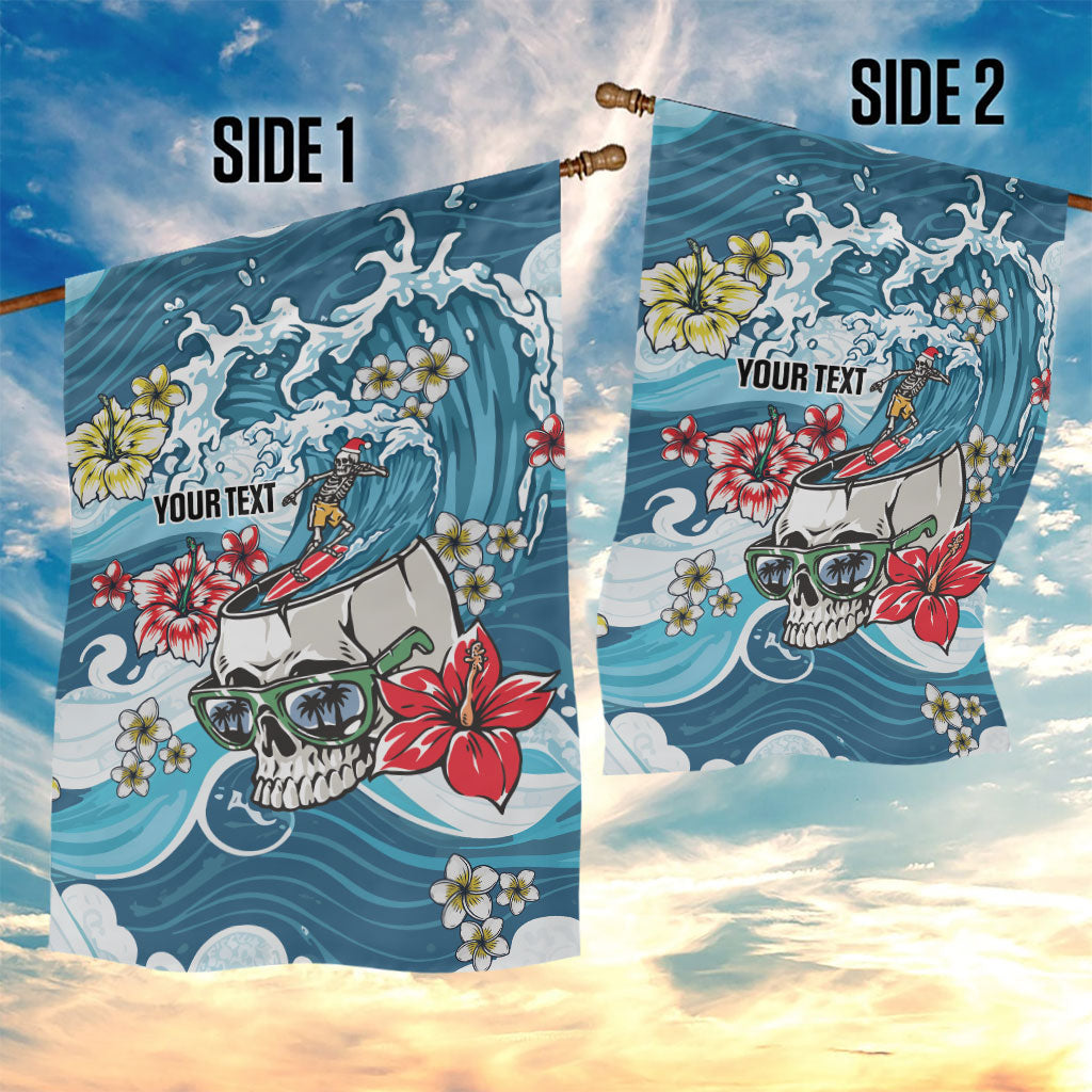 Hawaii Santa Skeleton Surfing Personalized Garden Flag Mele Kalikimaka i Iulai!
