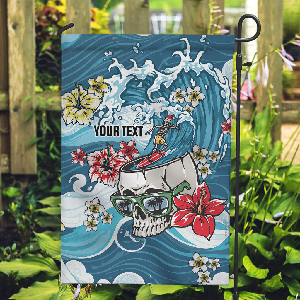 Hawaii Santa Skeleton Surfing Personalized Garden Flag Mele Kalikimaka i Iulai!