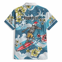 Hawaii Santa Skeleton Surfing Personalized Hawaiian Shirt Mele Kalikimaka i Iulai! LT9 - Polynesian Pride