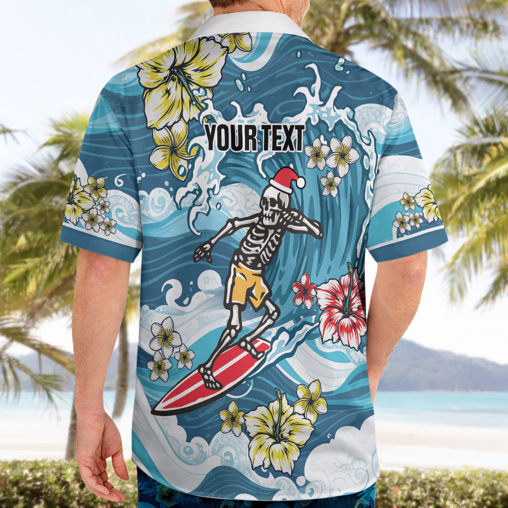 Hawaii Santa Skeleton Surfing Personalized Hawaiian Shirt Mele Kalikimaka i Iulai! LT9 - Polynesian Pride