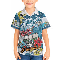 Hawaii Santa Skeleton Surfing Personalized Hawaiian Shirt Mele Kalikimaka i Iulai! LT9 - Polynesian Pride