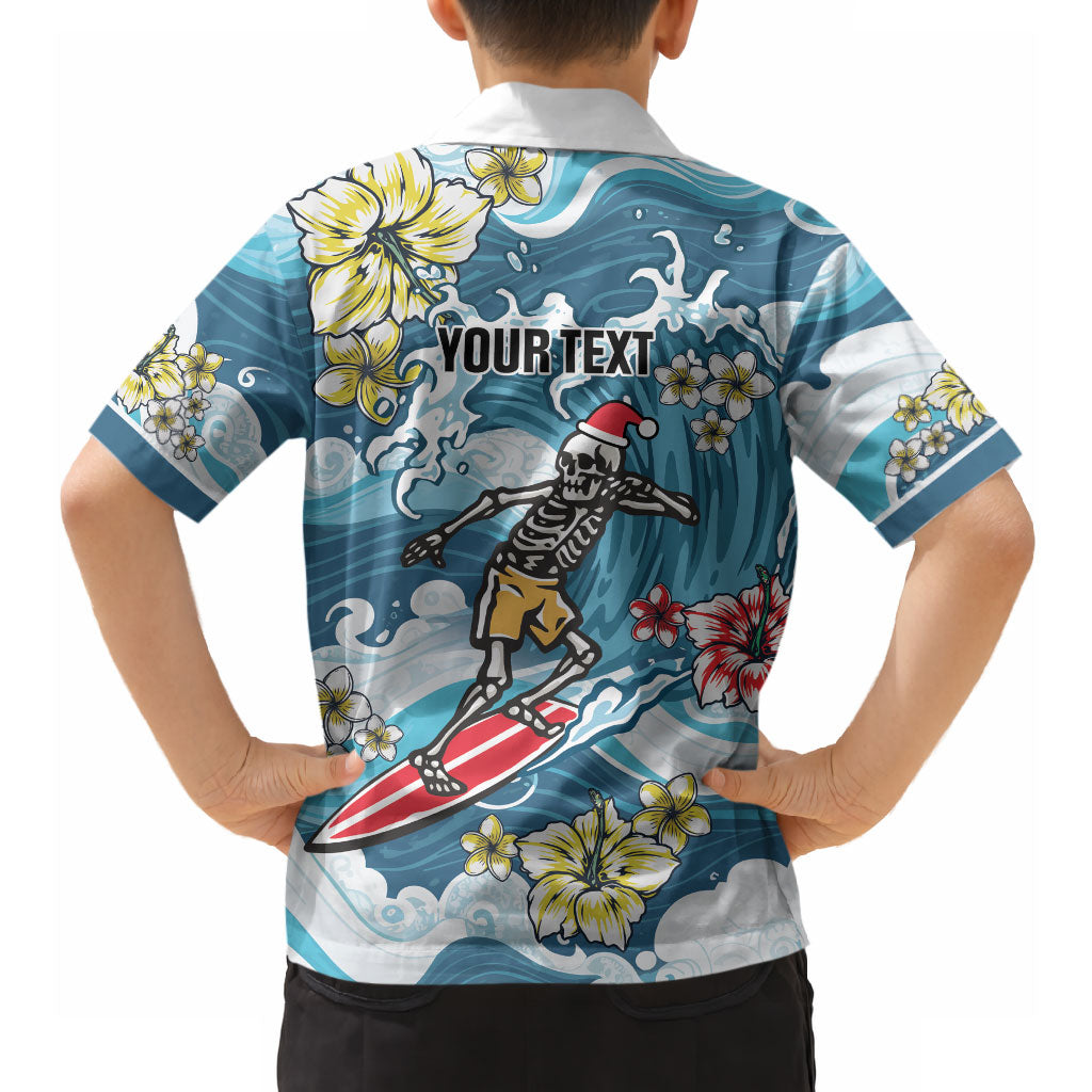 Hawaii Santa Skeleton Surfing Personalized Hawaiian Shirt Mele Kalikimaka i Iulai! LT9 - Polynesian Pride
