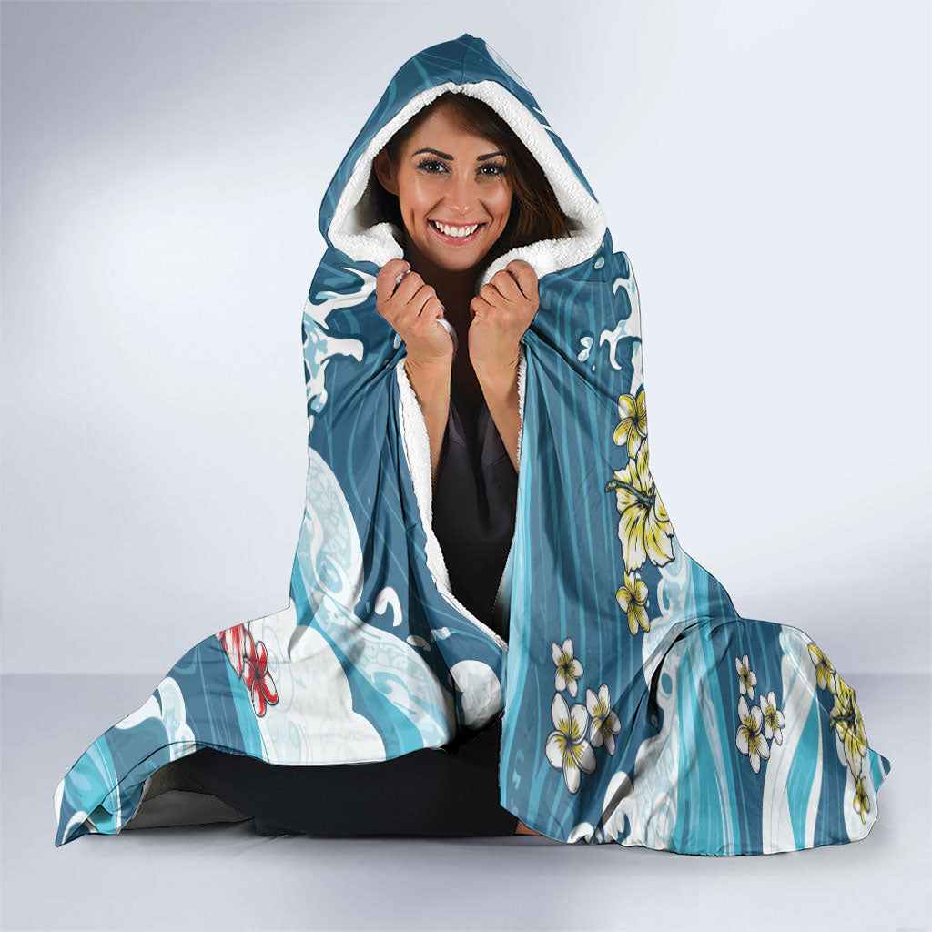 Hawaii Santa Skeleton Surfing Personalized Hooded Blanket Mele Kalikimaka i Iulai!