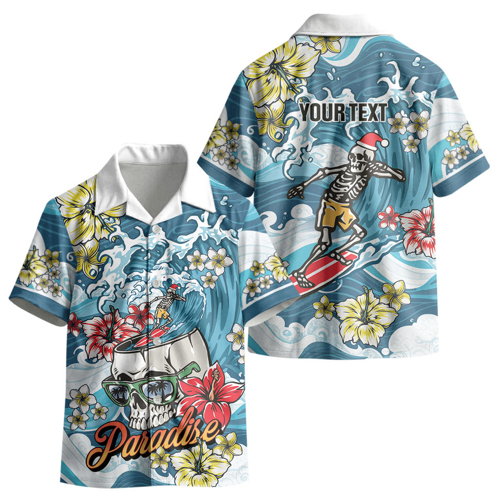 Hawaii Santa Skeleton Surfing Personalized Kid Hawaiian Shirt Mele Kalikimaka i Iulai! LT9 - Polynesian Pride