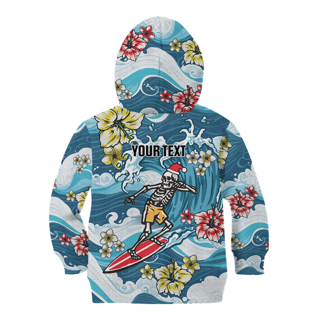 Hawaii Santa Skeleton Surfing Personalized Kid Hoodie Mele Kalikimaka i Iulai! LT9 - Polynesian Pride