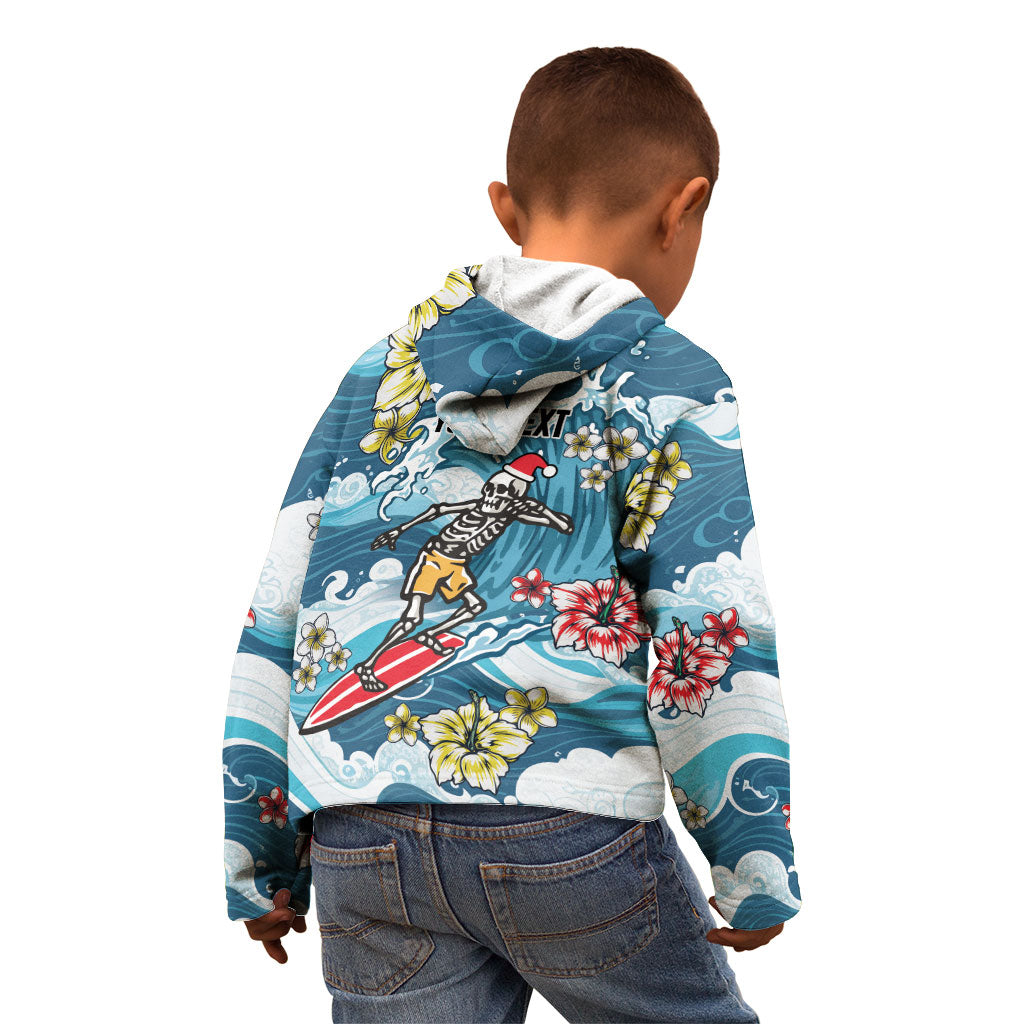 Hawaii Santa Skeleton Surfing Personalized Kid Hoodie Mele Kalikimaka i Iulai! LT9 - Polynesian Pride
