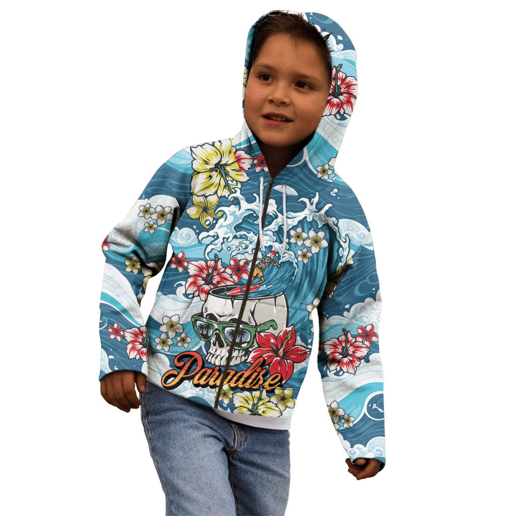 Hawaii Santa Skeleton Surfing Personalized Kid Hoodie Mele Kalikimaka i Iulai! LT9 - Polynesian Pride