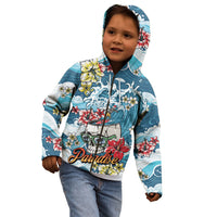Hawaii Santa Skeleton Surfing Personalized Kid Hoodie Mele Kalikimaka i Iulai! LT9 - Polynesian Pride