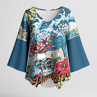 Hawaii Santa Skeleton Surfing Personalized Kimono Sleeve Blouse Mele Kalikimaka i Iulai!
