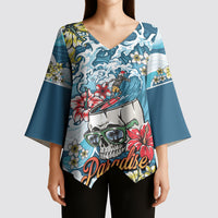 Hawaii Santa Skeleton Surfing Personalized Kimono Sleeve Blouse Mele Kalikimaka i Iulai!