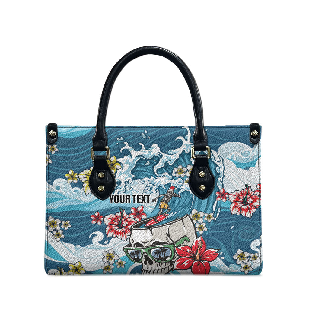 Hawaii Santa Skeleton Surfing Personalized Leather Bag Mele Kalikimaka i Iulai!