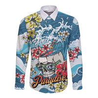 Hawaii Santa Skeleton Surfing Personalized Long Sleeve Button Shirt Mele Kalikimaka i Iulai!