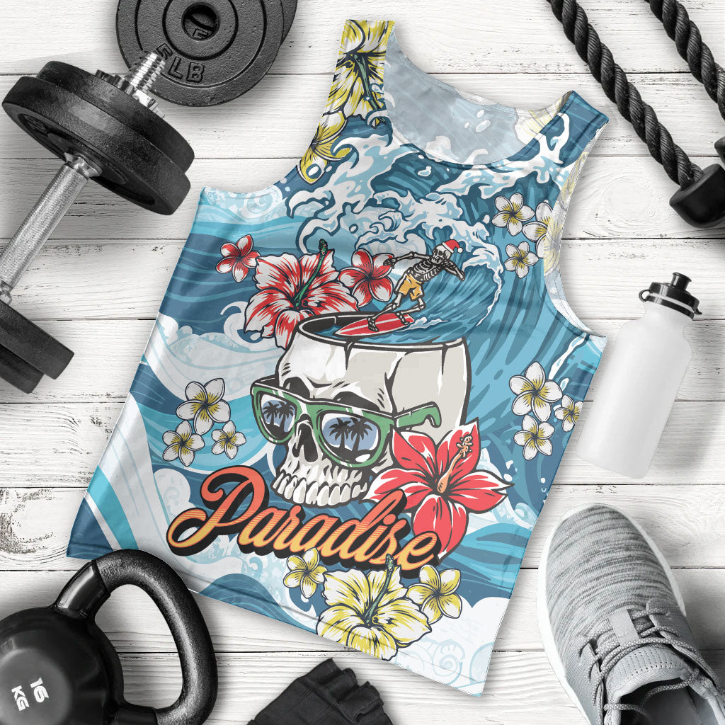 Hawaii Santa Skeleton Surfing Personalized Men Tank Top Mele Kalikimaka i Iulai!