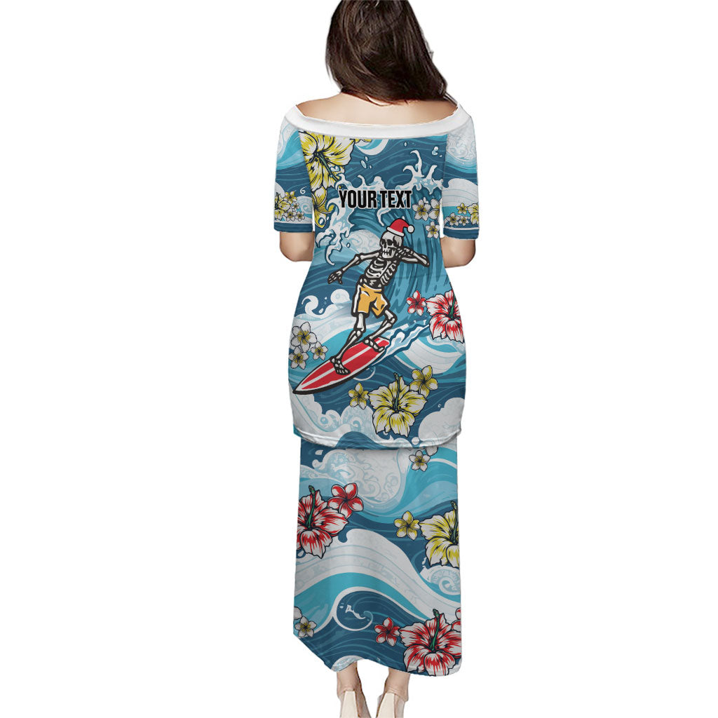 Hawaii Santa Skeleton Surfing Personalized Puletasi Mele Kalikimaka i Iulai!