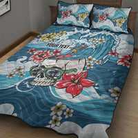 Hawaii Santa Skeleton Surfing Personalized Quilt Bed Set Mele Kalikimaka i Iulai!