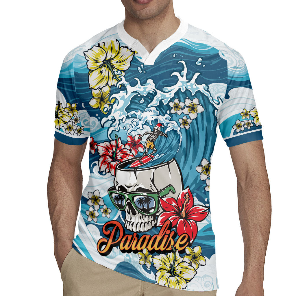 Hawaii Santa Skeleton Surfing Personalized Rugby Jersey Mele Kalikimaka i Iulai! LT9 - Polynesian Pride