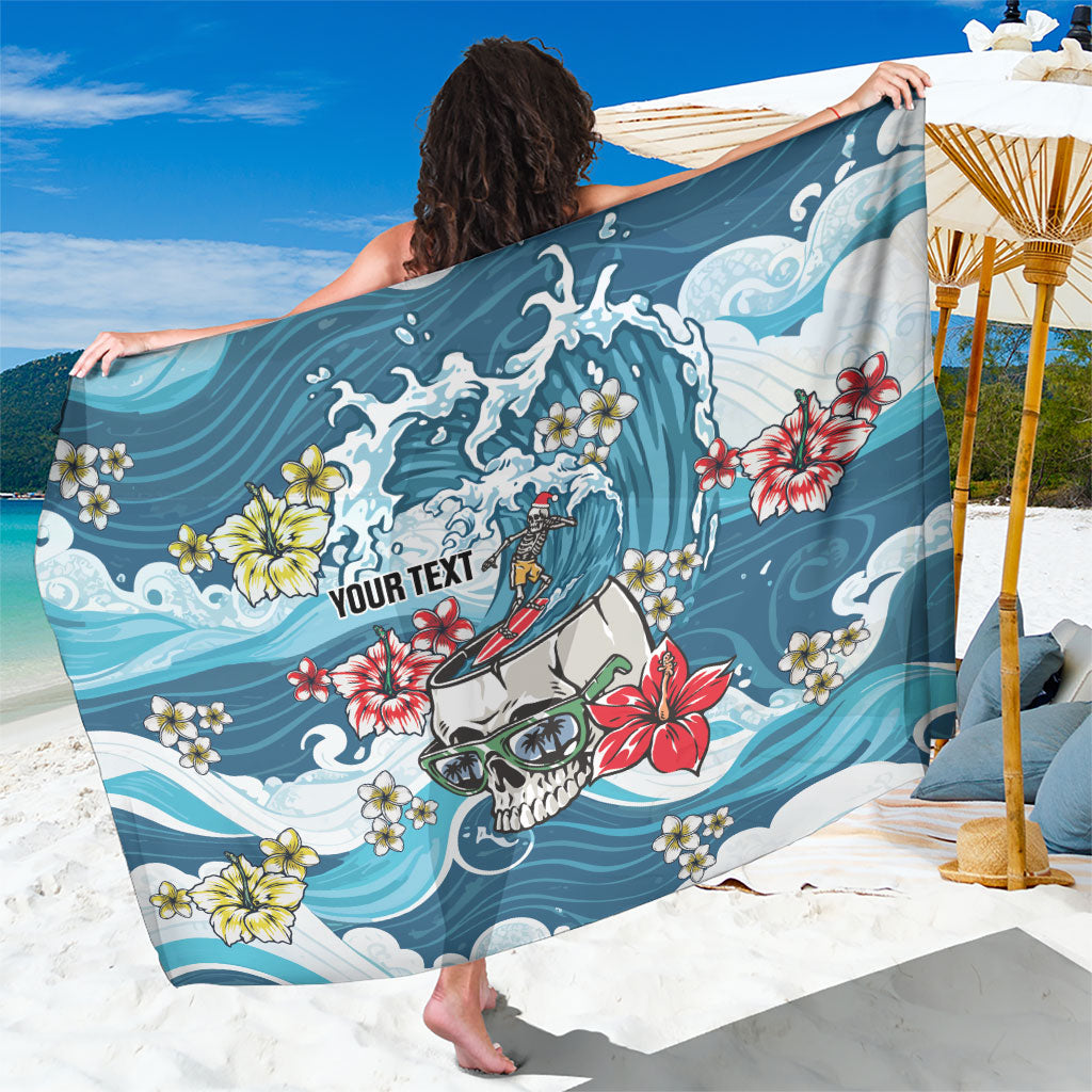 Hawaii Santa Skeleton Surfing Personalized Sarong Mele Kalikimaka i Iulai!