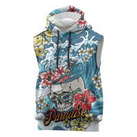 Hawaii Santa Skeleton Surfing Personalized Sleeveless Hoodie Mele Kalikimaka i Iulai!