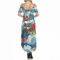 Hawaii Santa Skeleton Surfing Personalized Summer Maxi Dress Mele Kalikimaka i Iulai! LT9 - Polynesian Pride