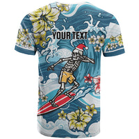 Hawaii Santa Skeleton Surfing Personalized T Shirt Mele Kalikimaka i Iulai!