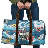 Hawaii Santa Skeleton Surfing Personalized Travel Bag Mele Kalikimaka i Iulai!