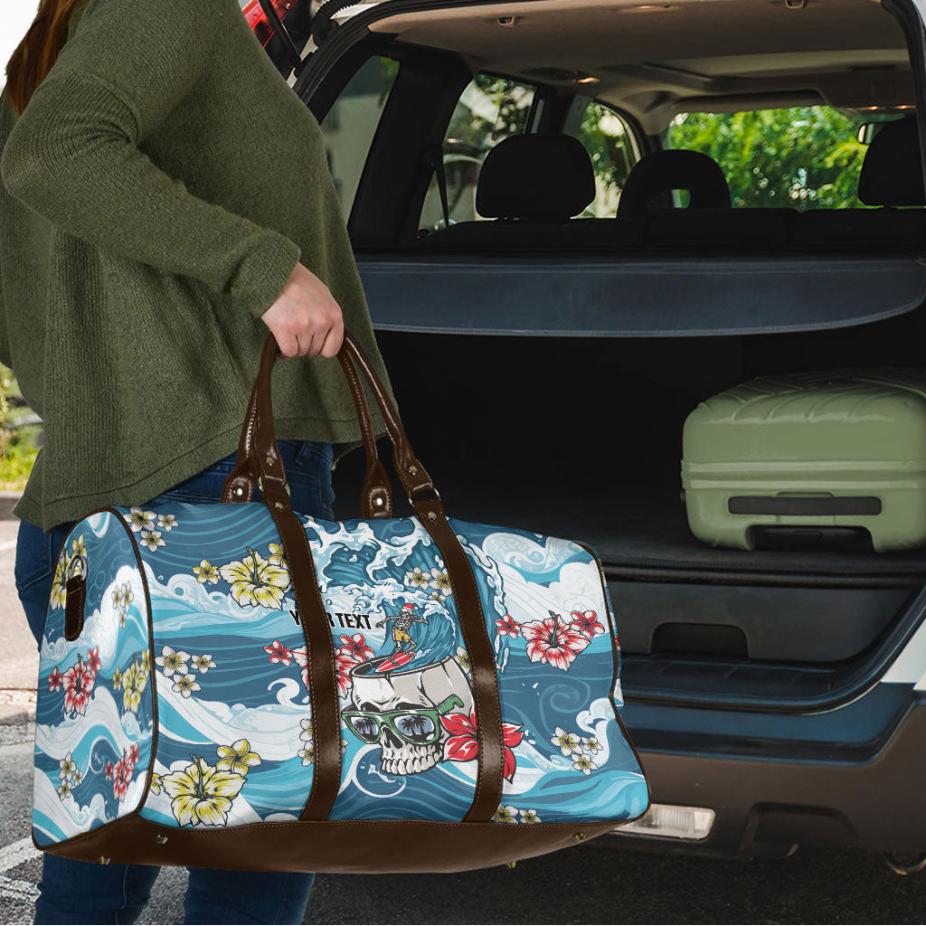 Hawaii Santa Skeleton Surfing Personalized Travel Bag Mele Kalikimaka i Iulai!