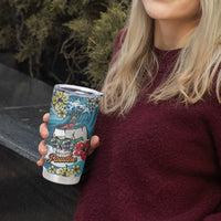 Hawaii Santa Skeleton Surfing Personalized Tumbler Cup Mele Kalikimaka i Iulai!