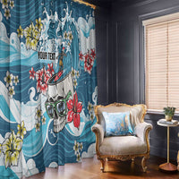 Hawaii Santa Skeleton Surfing Personalized Window Curtain Mele Kalikimaka i Iulai!