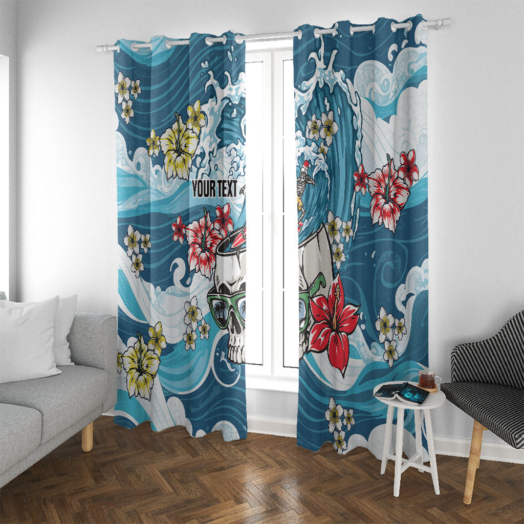 Hawaii Santa Skeleton Surfing Personalized Window Curtain Mele Kalikimaka i Iulai!