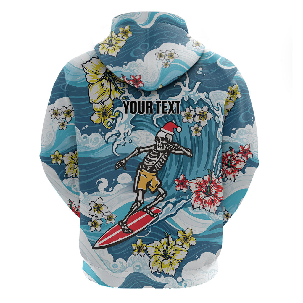 Hawaii Santa Skeleton Surfing Personalized Zip Hoodie Mele Kalikimaka i Iulai! LT9 - Polynesian Pride