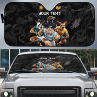 Custom Rugby Southern Hemisphere Auto Sun Shade Argentina AUNZ South Africa Mascot Black - Polynesian Pride
