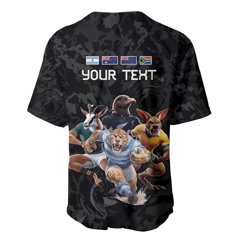 Custom Rugby Southern Hemisphere Baseball Jersey Argentina AUNZ South Africa Mascot Black LT9 - Polynesian Pride